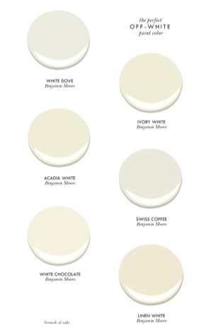Examples of white values from Benjamin Moore