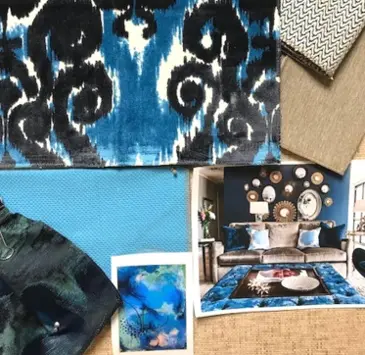 Vibrant Fabric Swatches for Interior Design Inspiration for Living Room Rug and Accents