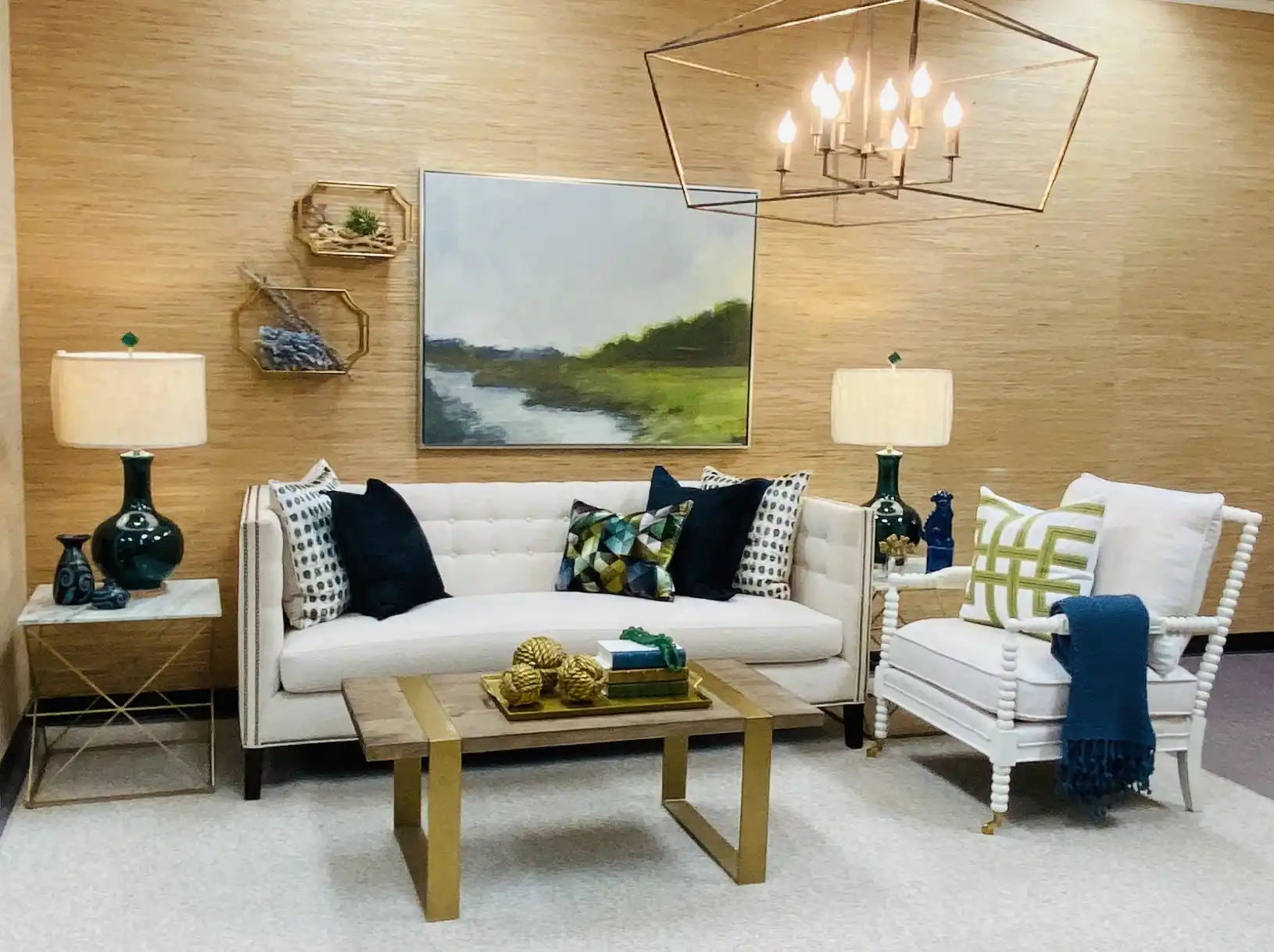 The room CHD Interiors will be auctioning off to donate to food banks during the covid-19 crisis. Includes living room furniture