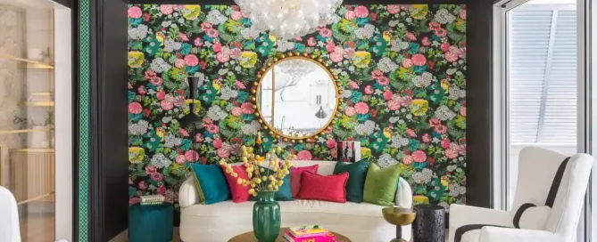 Vibrant floral wallpaper room